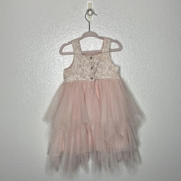 Toddler Princess Pink Tulle Ruffle Dress 2T - Picture 4 of 7
